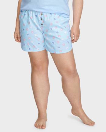 Shorts de pijama de popelina con estampado para mujer
