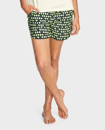 Shorts de pijama de popelina con estampado para mujer