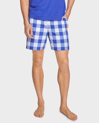 Pantalones Shortsde pijama de popelina de cuadros vichy familiares a juego para hombre