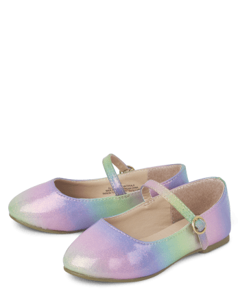 Toddler Girls Glitter Rainbow Ballet Flats