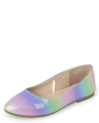 Girls Glitter Rainbow Ballet Flats