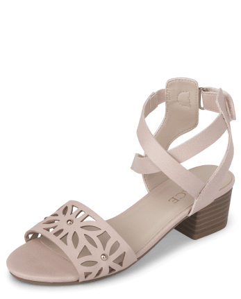 Girls Perforated Gladiator Heel Sandals