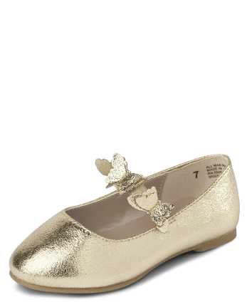 Toddler Girls Metallic Butterfly Ballet Flats