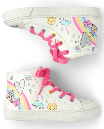 Girls Glitter Doodle Hi Top Sneakers