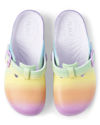 Girls Rainbow Ombre Clogs
