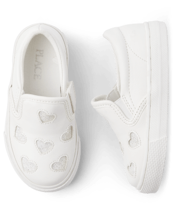 Toddler Girls Glitter Heart Slip On Sneakers