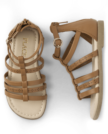 Sandalias de gladiador perforadas para niñas pequeñas