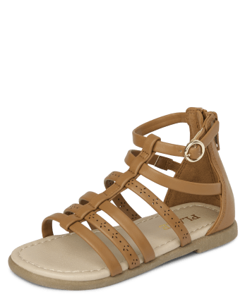 Girls Braided Design Heart Detail Zip Back Gladiator Sandals, Vacation  Outdoor Flat Sandals - Price Connection – Price Connection