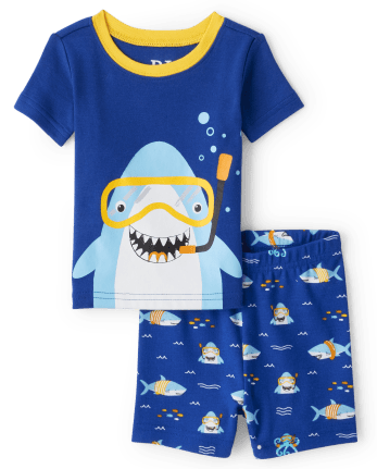 Baby And Toddler Boys Short Sleeve Shark Snug Fit Cotton Pajamas | The ...