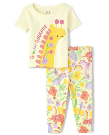 Baby And Toddler Girls Giraffe Snug Fit Cotton Pajamas