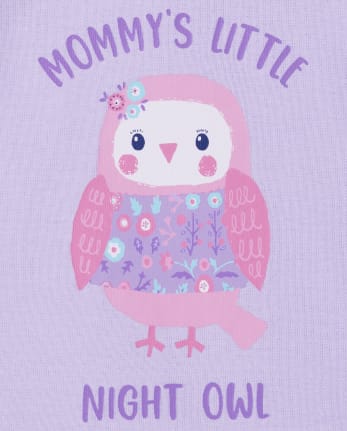 Pijama de algodón ajustado para bebés y niñas pequeñas Night Owl