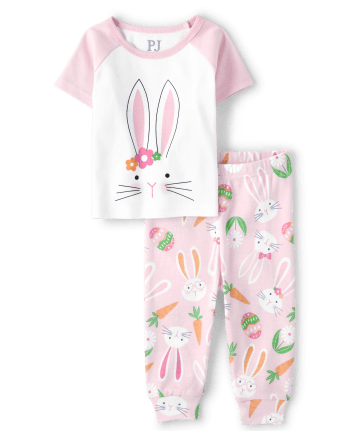 Baby And Toddler Girls Matching Family Easter Bunny Snug Fit Cotton Pajamas