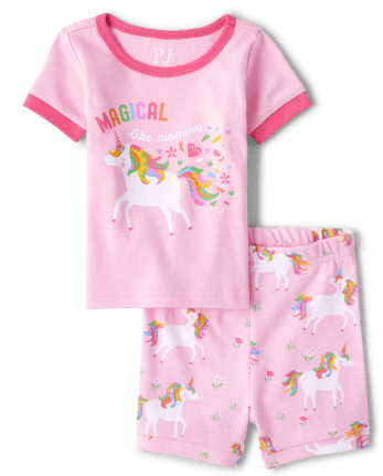 Baby And Toddler Girls Unicorn Snug Fit Cotton Pajamas