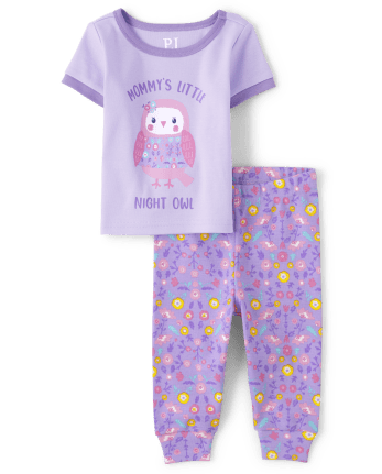 Pyjama en coton ajusté pour bébé et toute-petite fille Night Owl
