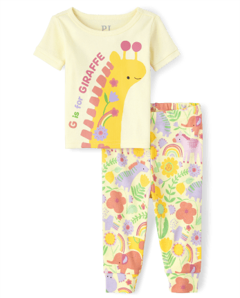 Baby And Toddler Girls Giraffe Snug Fit Cotton Pajamas
