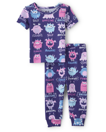 Pyjama en coton coupe ajustée Monster pour bébé et toute-petite fille