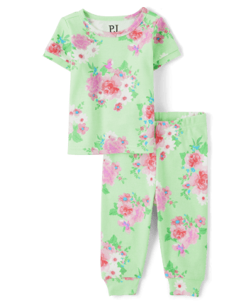 Baby And Toddler Girls Floral Snug Fit Cotton Pajamas