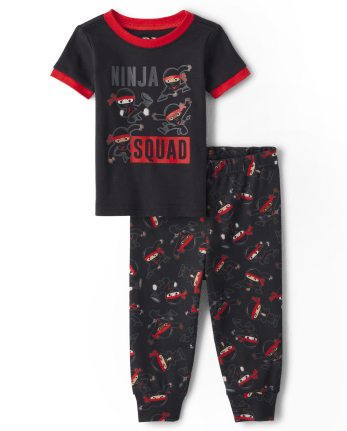 Pyjama en coton ajusté Ninja pour bébés et tout-petits garçons