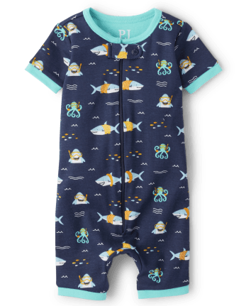 Baby And Toddler Boys Shark Snug Fit Cotton One Piece Pajamas