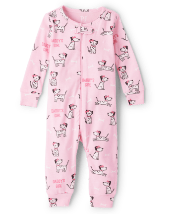 Baby And Toddler Girls Dog Snug Fit Cotton One Piece Pajamas