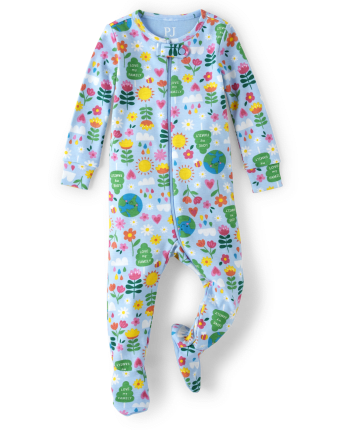 Pijama de una pieza de algodón de ajuste ceñido natural de manga larga para bebés y niñas pequeñas