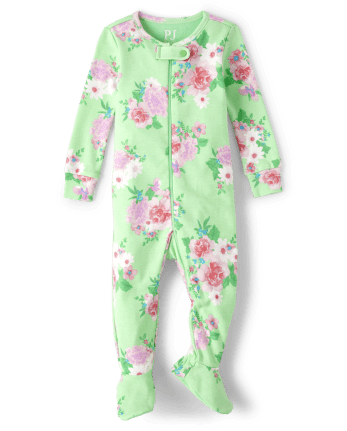 Baby And Toddler Girls Floral Snug Fit Cotton One Piece Pajamas