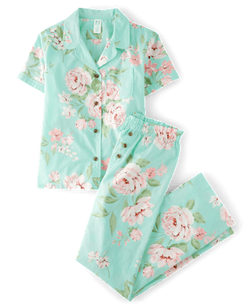 Womens Floral Poplin Pajamas