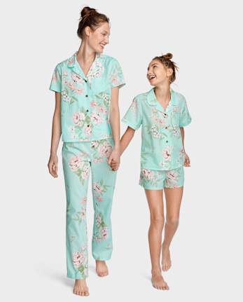 Womens Floral Poplin Pajamas