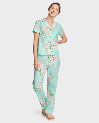 Womens Floral Poplin Pajamas