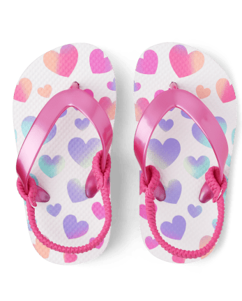 Toddler Girls Rainbow Heart Flip Flops