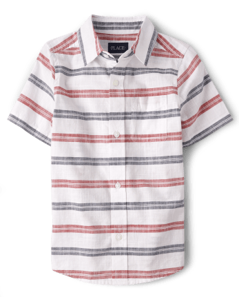 Boys Striped Chambray Button Up Shirt
