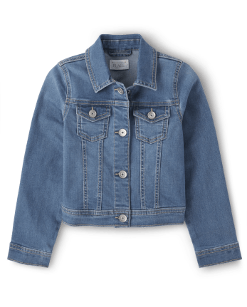 Girls Long Sleeve Denim Jacket | The Children's Place - DAHLIA WASH