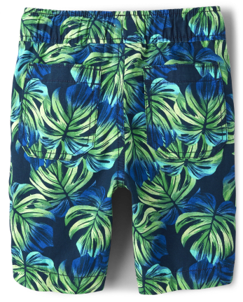 Boys Tropical Leaf Pull On Jogger Shorts