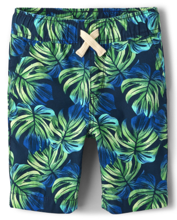 Boys Tropical Leaf Pull On Jogger Shorts