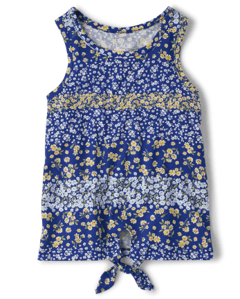 Girls Floral Tie Front Tank Top