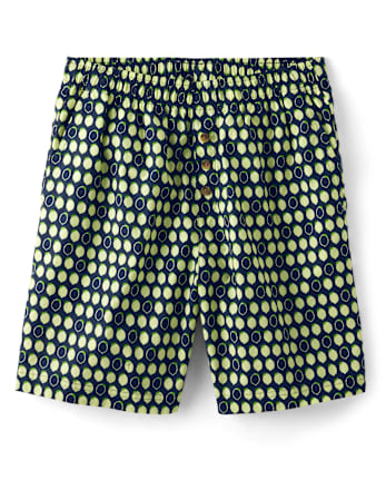 Mens Print Poplin Pajama Shorts