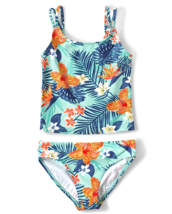 Girls Matching Family Tropical Tankini Swimsuit