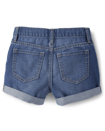 Girls Roll Cuff Denim Shortie Shorts 3-Pack