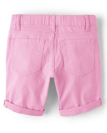 Girls Roll Cuff Twill Skimmer Shorts 2-Pack
