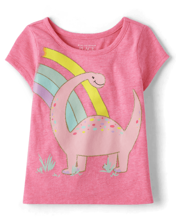 Baby And Toddler Girls Rainbow Dino Graphic Tee