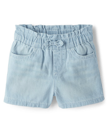 Baby And Toddler Girls Denim Paper Bag Waist Shorts