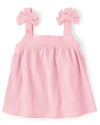 Baby And Toddler Girls Sleeveless Jacquard Tie Shoulder Top