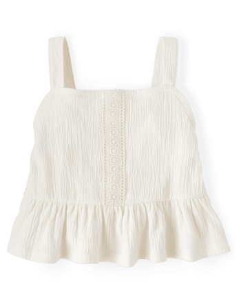 Baby And Toddler Girls Crochet Jacquard Peplum Top