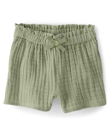 Baby And Toddler Girls Gauze Paper Bag Waist Shorts