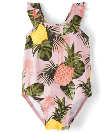 Baby And Toddler Girls Pineapple Flutter One Piece Swimsuit