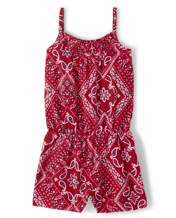 Baby And Toddler Girls Bandana Smocked Romper