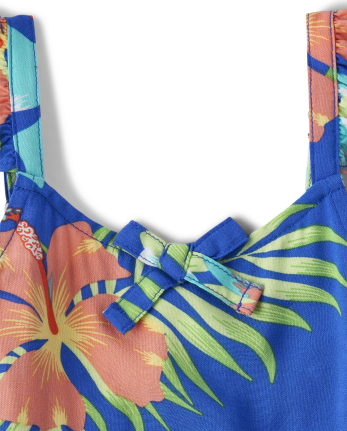 Toddler Girls Matching Family Tropical Tiered Dress