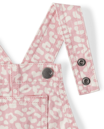 Baby And Toddler Girls Leopard Twill Shortalls