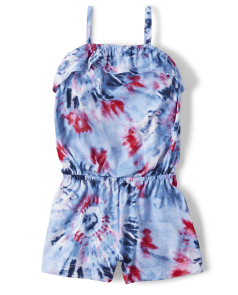 Baby And Toddler Girls Tie Dye Ruffle Romper