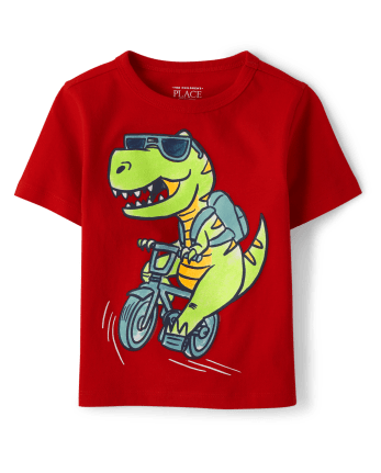 Baby And Toddler Boys Dino Bike Graphic Tee